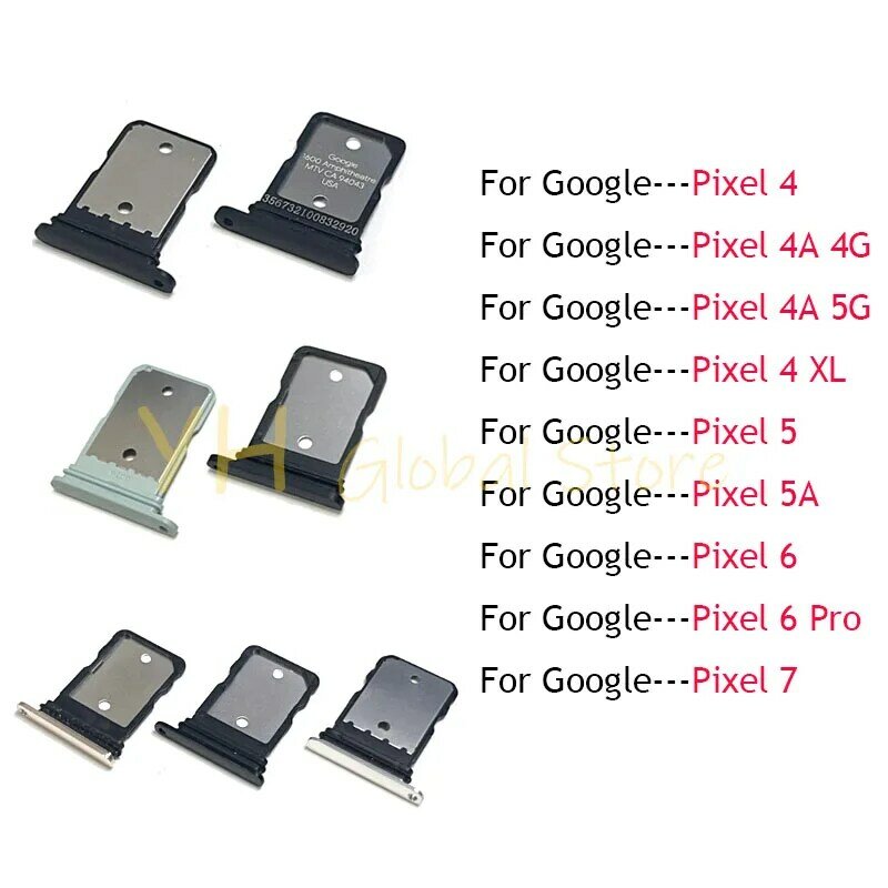 10ชิ้นสำหรับ Google Pixel 4A 4 XL 5 5A 6 Pro 7ซิมช่องเสียบบัตรที่ใส่ถาดซิมการ์ดอะไหล่ซ่อม