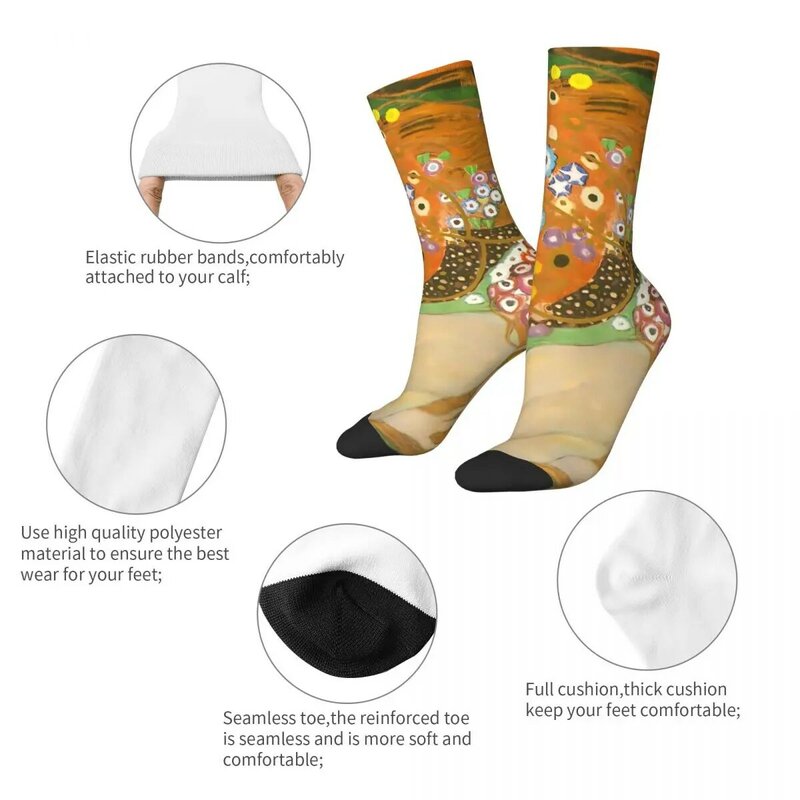 Meias antiderrapantes Klimt Art para meninas, meias macias e respiráveis, meias de escalada, meias antiderrapantes macias, série II, inverno