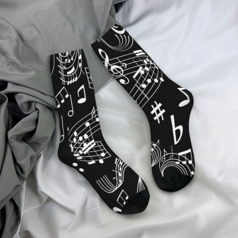 Musica, note musicali calzini Harajuku calze di alta qualità calze lunghe per tutte le stagioni accessori per il regalo di compleanno della donna dell'uomo