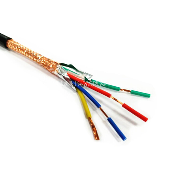 4 Core Shielded Cable 16AWG 1000mm 5000mm Length for Connecting Spindle Motor VFD Inverter CNC Engraver Machine