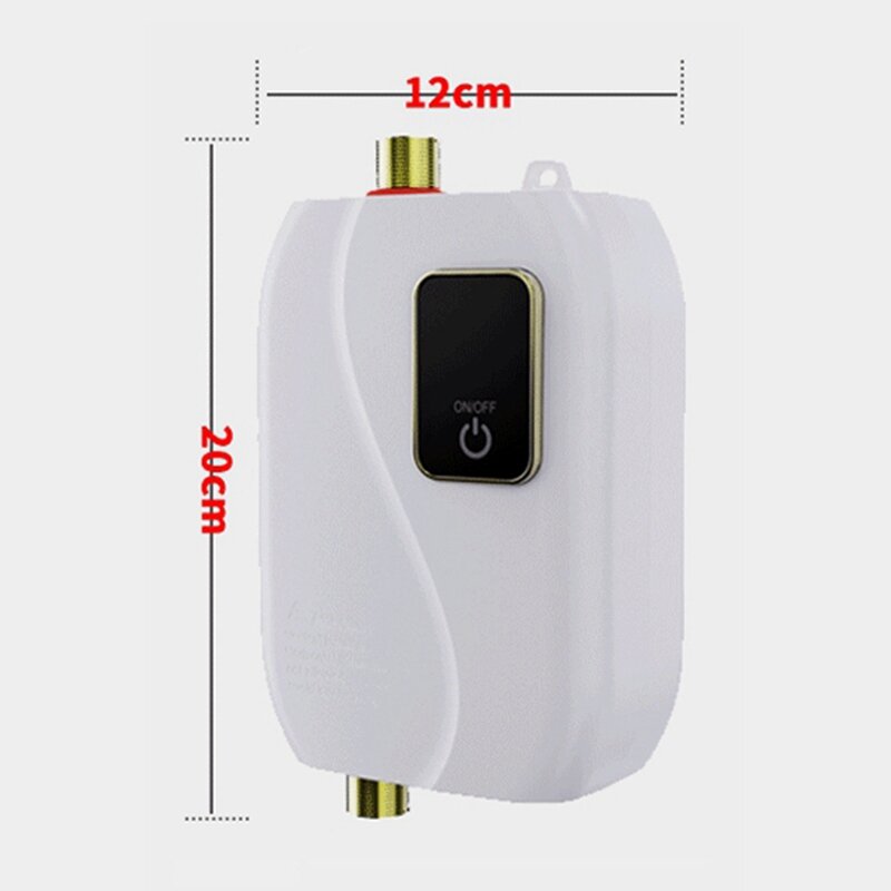EU Plug,3000W 220V Mini Instant Hot Water Heater Electric Instant Hot Water Heater Tankless Water Heater Durable White
