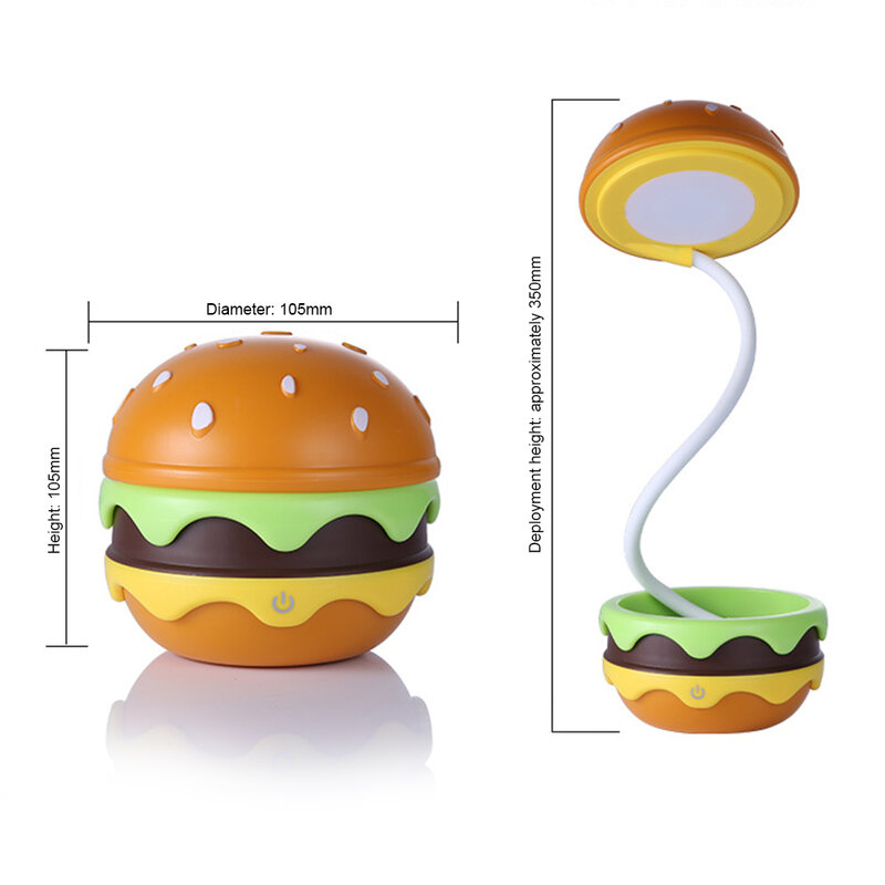 Hamburger Shape Night Light Personalized Portable Desk Night Light For Kids Children Adult Room