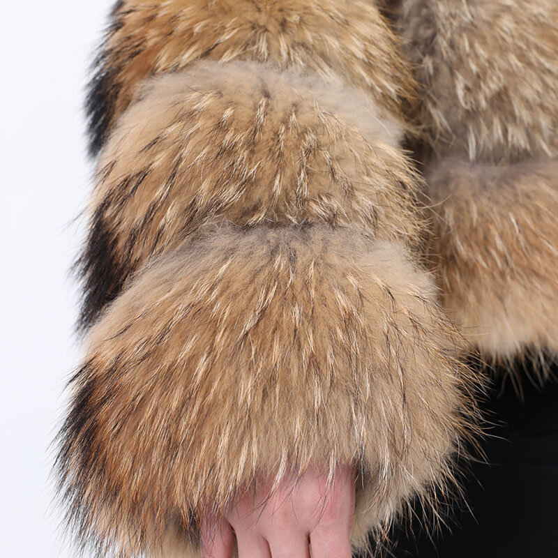 MAOMAOKONG 2024 меховое пальто из натурального меха, женская зимняя куртка из натурального меха енота, модная роскошная женская одежда большого размера