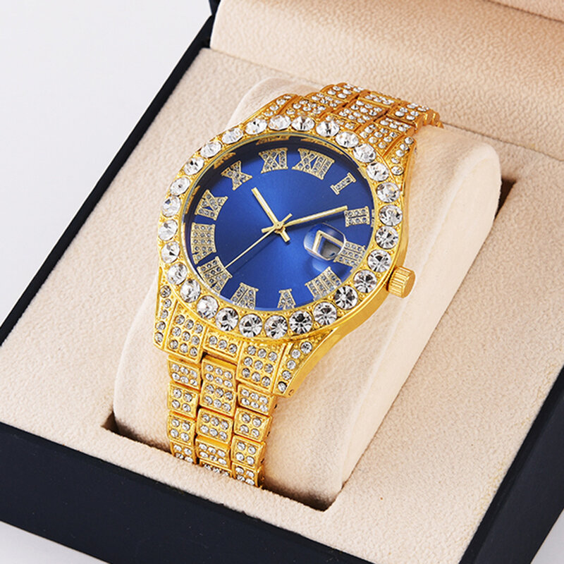 Лидер продаж, мужские персонализированные кварцевые часы в стиле хип-хоп с бриллиантами, мужские часы 2024