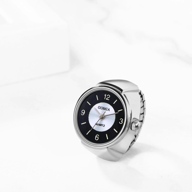 Lancardo Mode niedlichen runden Zifferblatt Quarz analoge Fingerring Uhr kreative Gummiband Edelstahl für Frauen Männer Paar