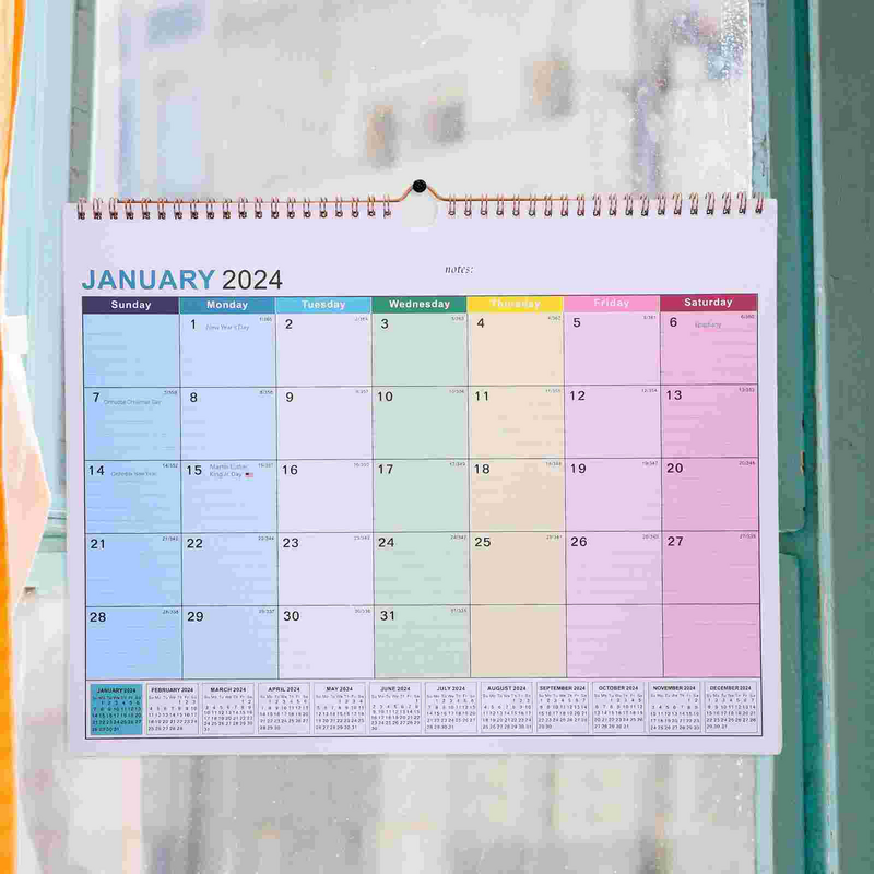 Inglês Wall Hanging Calendar, Home Grande Desk, Escritório Mensal para Casa, Agenda Ano Papel