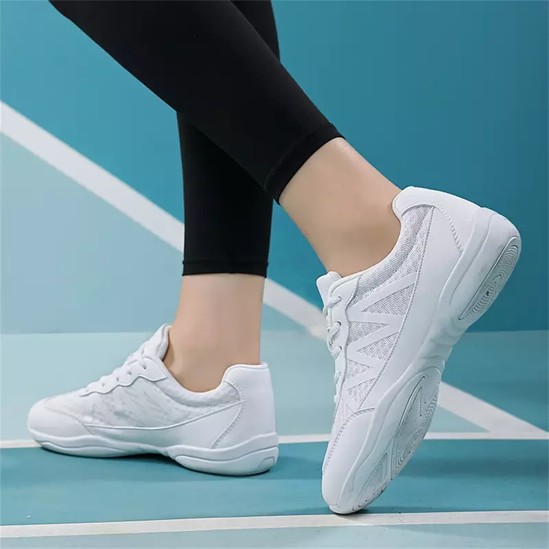 Белые кроссовки для девочек, дышащие тренировочные туфли для танцев и тенниса, легкие Молодежные кроссовки для соревнований с удовольствием, zapatos 신