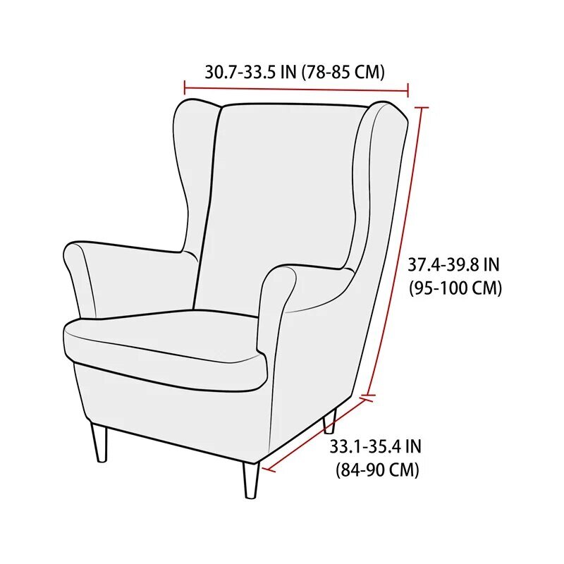 ปลอกเก้าอี้แบบมีปีกด้านหลัง1เซ็ต, ปลอกหุ้มโซฟาเก้าอี้มีปีกด้านหลังแบบยืดได้สำหรับห้องนั่งเล่นห้องนอน1ชุด