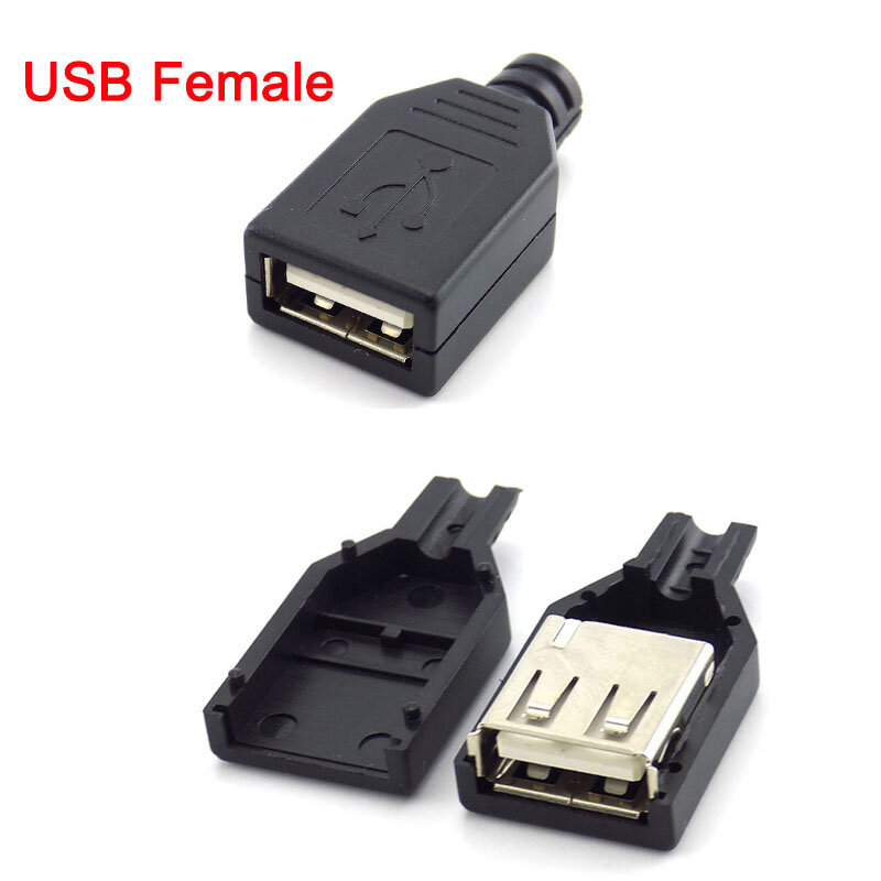 4 Pin USB 2,0 Typ A Weiblich Steckdose Stecker Schwarz Kunststoff Abdeckung Solder Typ DIY Stecker kabel H10