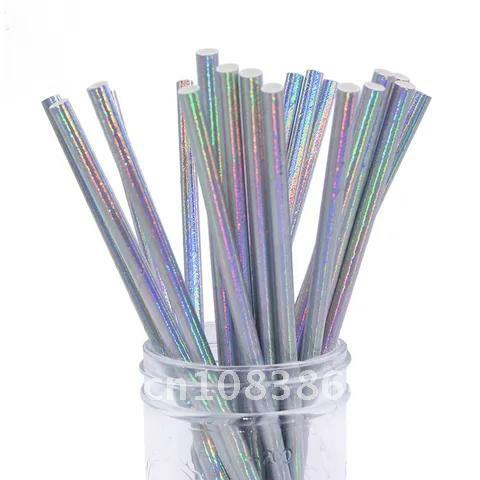 25Pcs Paper Drinking Straws Mix Rainbow Iridescent for Baby Shower Wedding Birthday Party Decoration Supplies