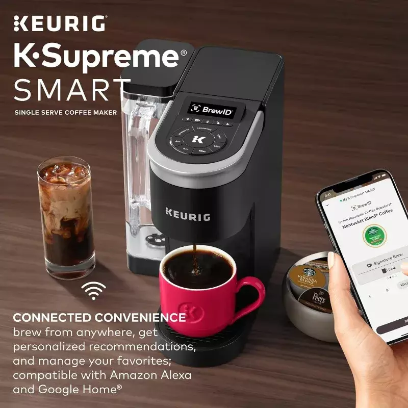 آلة صنع القهوة الذكية Keurig K-Supreme ، المشروبات السوداء ، تكنولوجيا التدفق المتعدد ، أحجام أكواب 6-12 أونصة