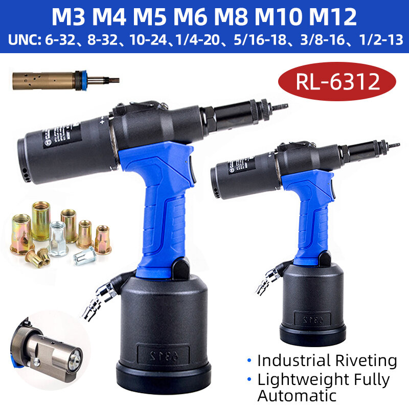 Pneumatic Riveter Automatic Rivet Nut Gun RL-6312 Industrial Hydraulic Quick Riveting Nut Tool M3 M4 M5 M6 M8 M10 M12