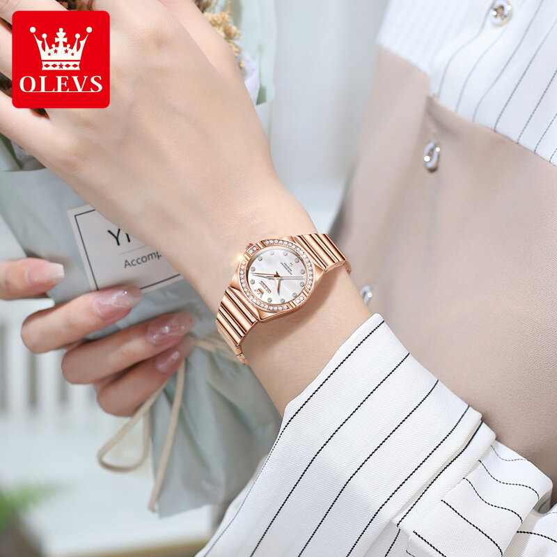 OLEVS роскошный женский браслет часы светящиеся руки водостойкие циферблат Fritillaria элегантные женские кварцевые наручные часы подарочный набор