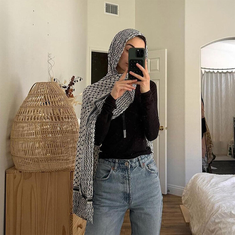 185*70cm stampa sciarpa Keffiyeh Hot Shopping Online lungo Chiffon palestina Keffiyeh sciarpa Hijab scialle da donna musulmana di alta qualità