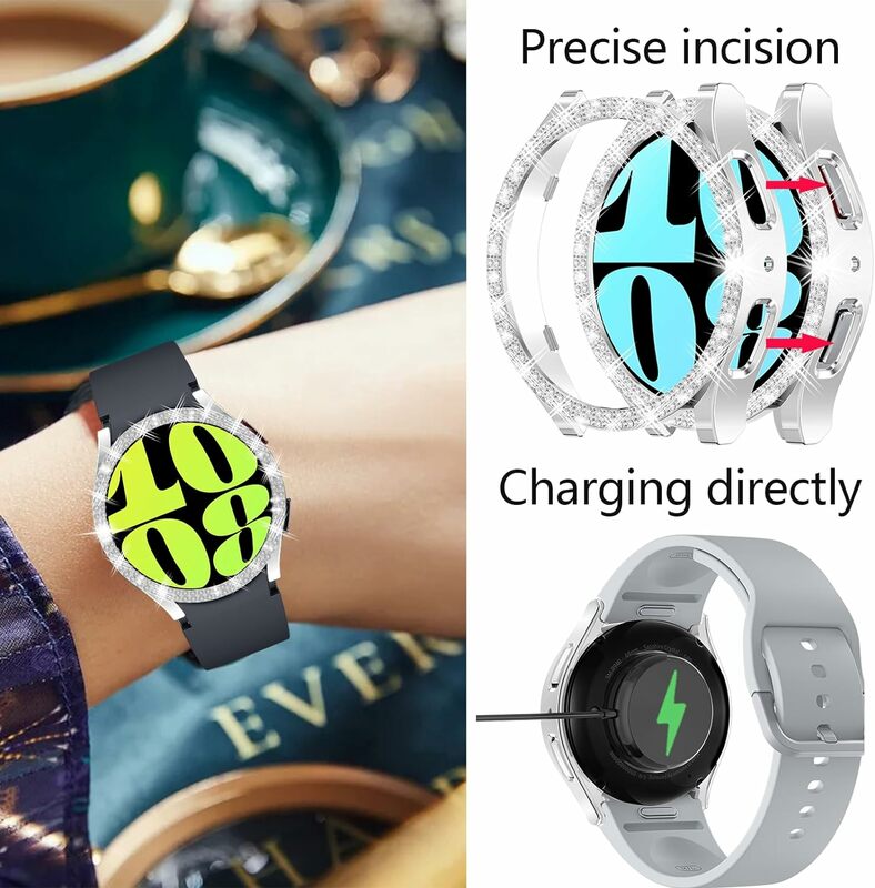 Совместим с чехлом для часов Samsung Galaxy Watch 6, противоударный двухрядный противоударный чехол из поликарбоната