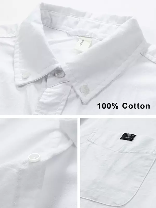 Camisas informales de manga corta para hombre, Blusa de algodón transpirable con bolsillo en el pecho, ropa de calle holgada clásica, color sólido, Verano