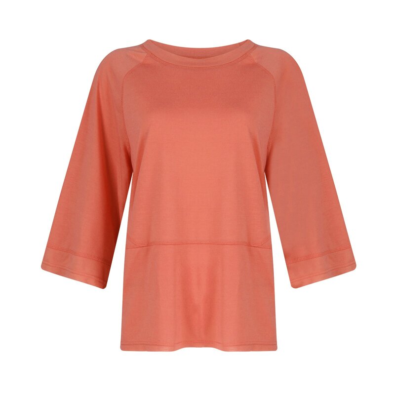 Odzież damska modna patchworkowy w stylu Casual jednolite, luźne swetry damskie z okrągłym dekoltem rękaw 3/4 t-shirty