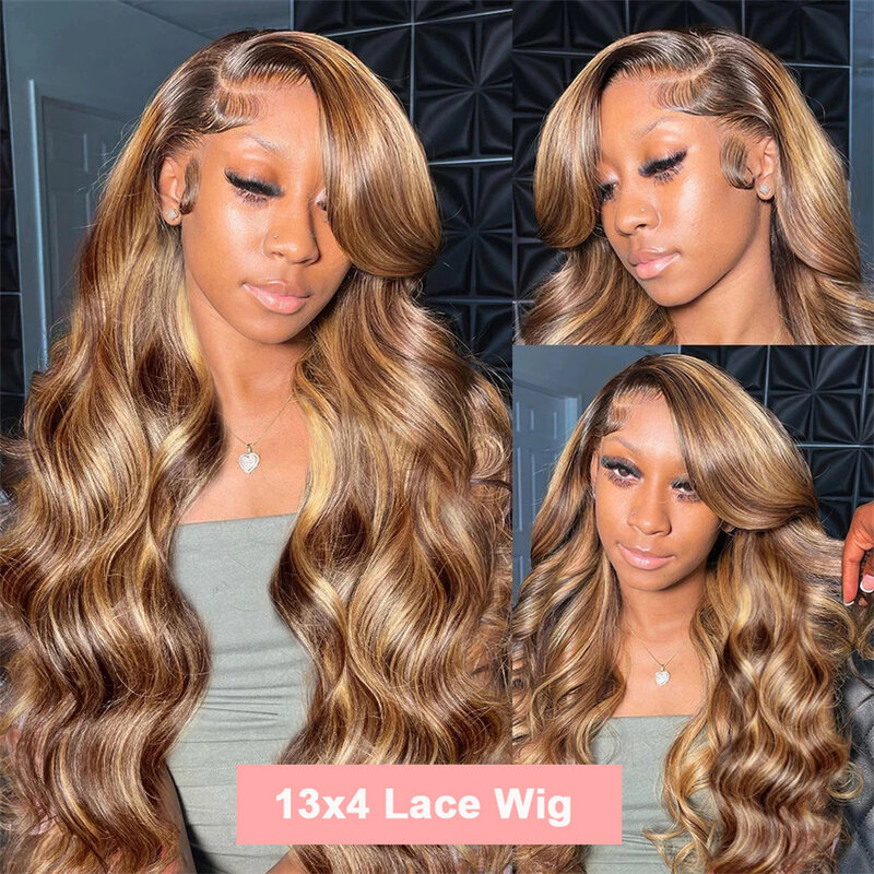 Highlight Body Wave Lace Front Wig Human Hair Wigs For Women Lace Closure Wig Pre Plucked Bone Colored Cheap Wigs Pre Cut