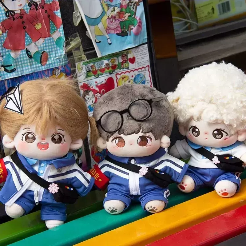 Ropa de muñeca de algodón sin atributos, conjunto de uniforme escolar, cambio de muñecas, ropa de bebé, estilo universitario, 20cm