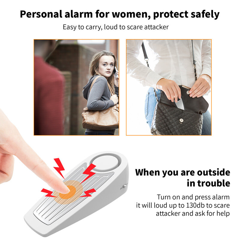 Alarm zabezpieczający przed kradzieżą i samoobroną 125dB Alarm wibracyjny do drzwi domowych kobiet podróż służbowa mała przenośna czuła