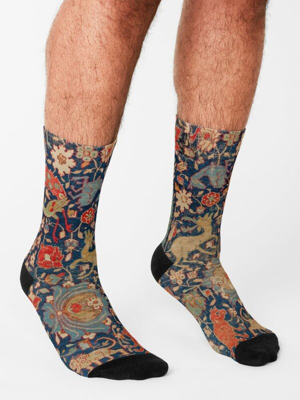 Abad Pertengahan karpet Persia cetak dengan kaus kaki hewan kaus kaki pemanas 17 kaus kaki stoking olahraga Pria Wanita