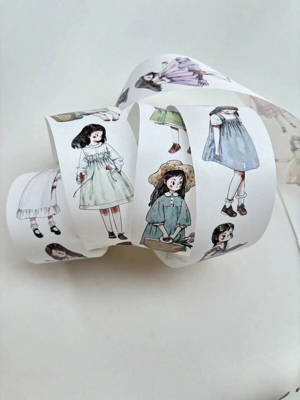 Vintage Lovely Little Girl Washi PET Tape for Card Making Decoration DIY Scrapbooking Plan Stickers
