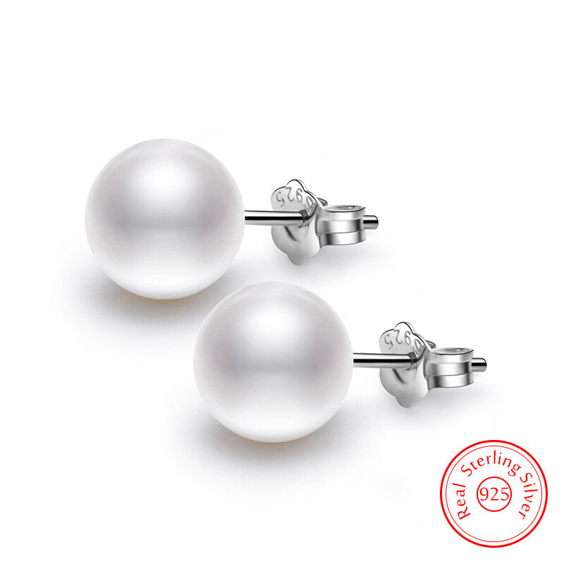 925 Sterling Silber Damen neue hochwertige Schmuck Perlen Ohr stecker xy0197