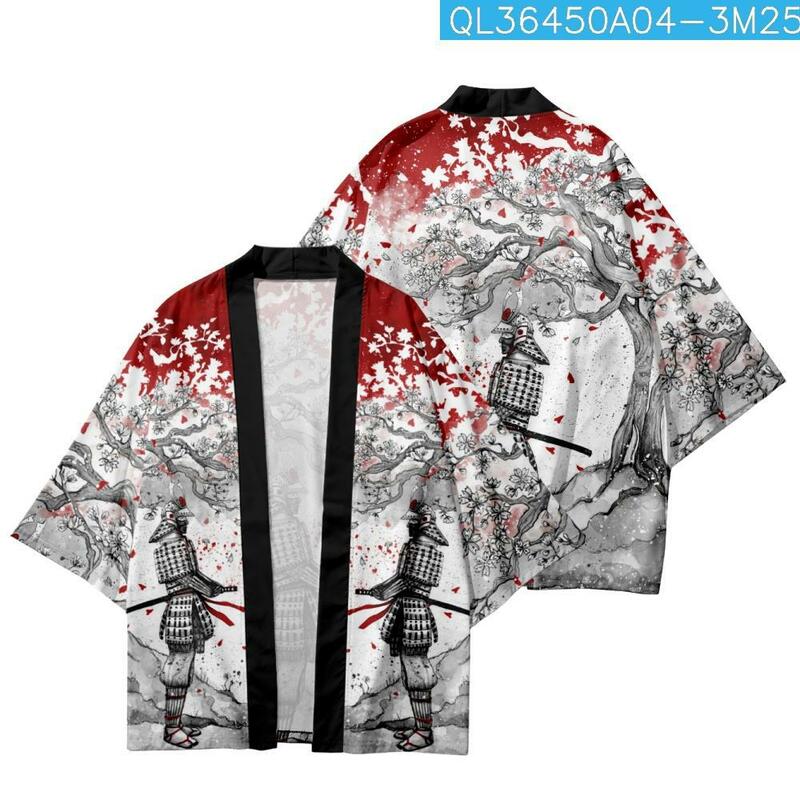 Japanischen Samurai Mode Sakura Druck Kimono Traditionelle Casual Strand Strickjacke Yukata Frauen Männer Cosplay Haori Asiatische Kleidung