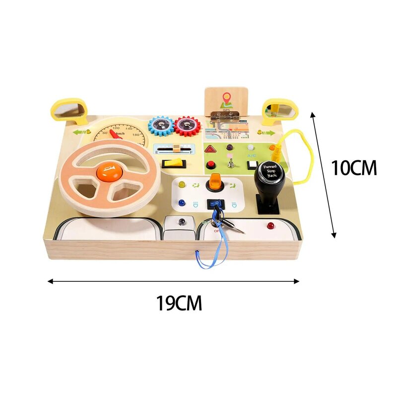 Circuit Busy Board with Light Sensory Board Teaching Aids Wooden Sensory Board for Preschool Toddlers 1-3 Travel Kids Gifts