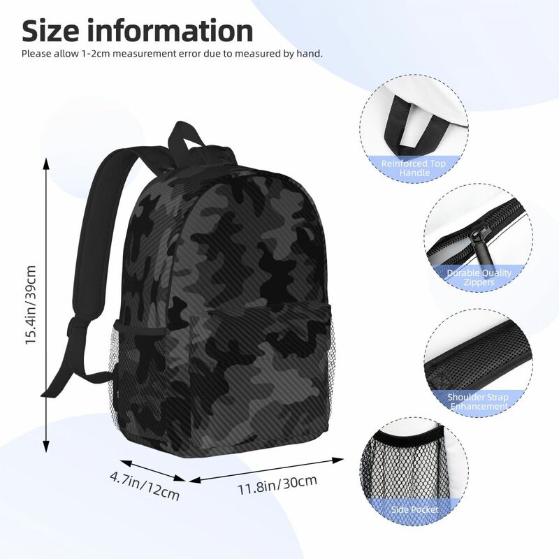 Carbon Camouflage Design Backpacks Boys Girls Bookbag Cartoon Children School Bags Laptop Rucksack Shoulder Bag Large Capacity