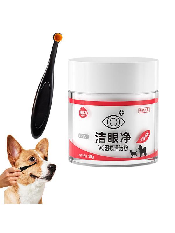 Dog Tear Stain Remover 30g Puppy Tear Stain Powder With Tear Stain Brush Cat Tear Stain Cleaner Non-Irritating Keeps Area Dry