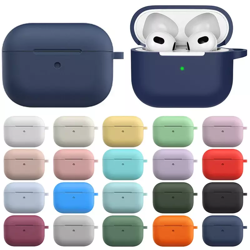 เคสหูฟังรุ่น3rd สำหรับ airpods 3 Apple เคสป้องกันพร้อมตะขอเกี่ยวซิลิโคน airpods ฝาครอบหูฟัง