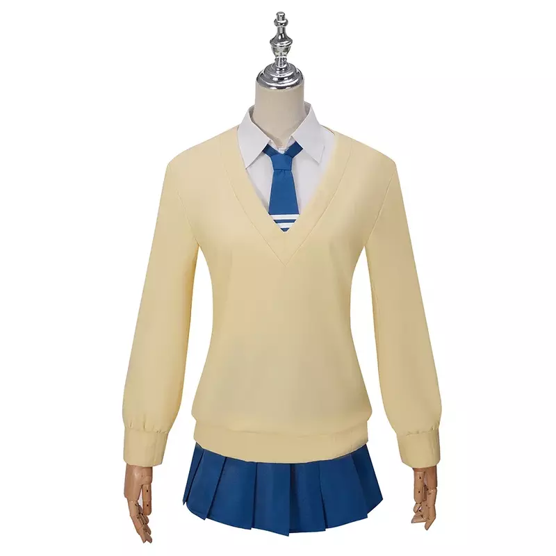 Kostum Cosplay Anime Mieruko chan yotriya Miko seragam wanita dewasa JK UNTUK jaket anak perempuan blus rok lipit dasi kupu-kupu Halloween