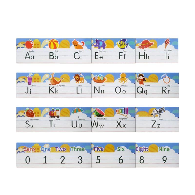 กระดานข่าวตัวอักษรของห้องเรียนของตกแต่งผนังสถานรับเลี้ยงเด็กเบอร์0-10และตัวอักษร A-Z สำหรับ