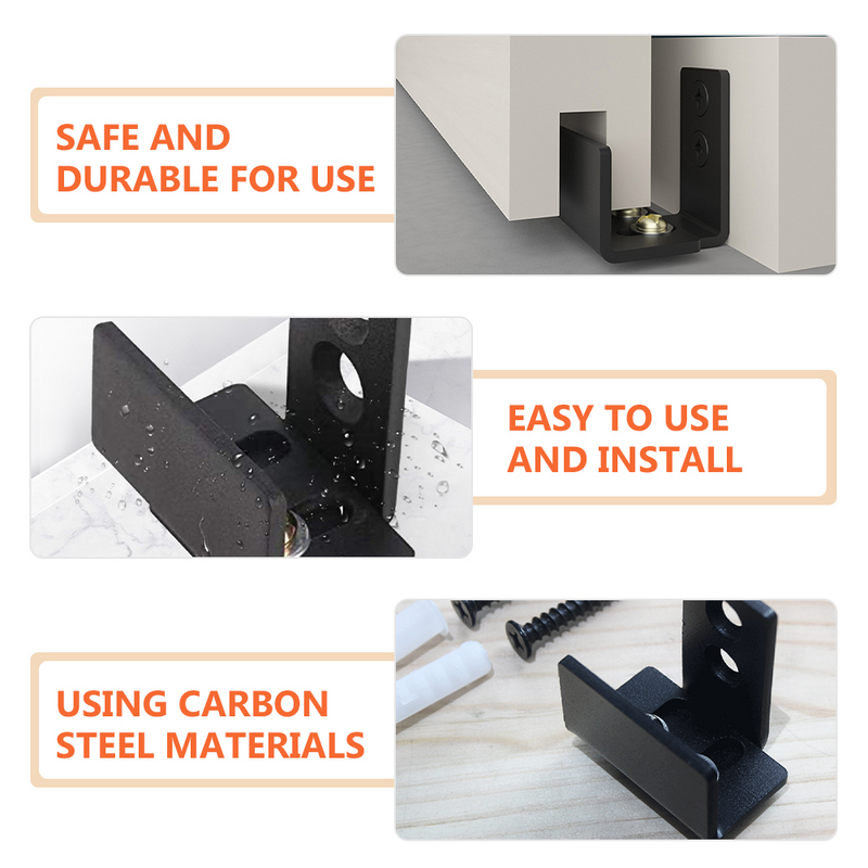 Black Ground Guide Rail Barn Through Door Bottom Floor Hardwares Adjustable Guides Sliding Carbon Steel