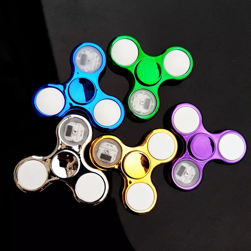 Spinner Fidget lampu LED bercahaya kreatif 6 warna mainan Spinner tangan Golw In The Dark pereda stres hadiah untuk anak-anak