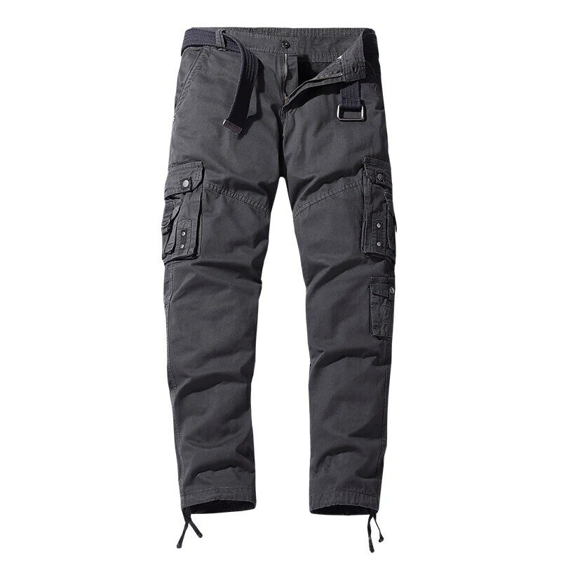 Pantalones Cargo con múltiples bolsillos para hombre, pantalones militares de ajuste Regular, pantalones tácticos de gran tamaño para exteriores, pantalones de senderismo con botones