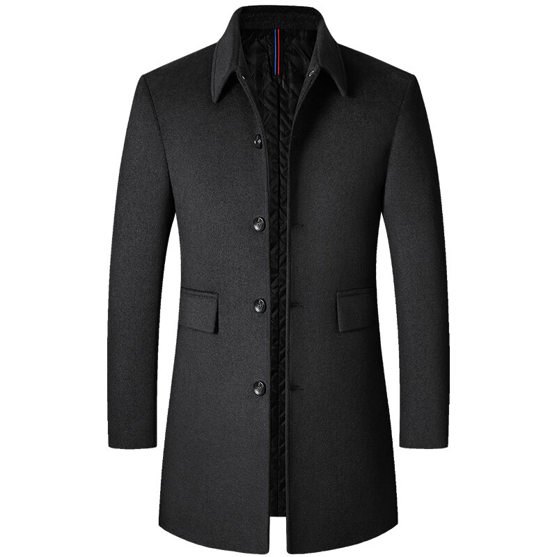 Эксклюзивное мужское осенне-зимнее удобное приталенное повседневное модное мужское шерстяное пальто для работы в стиле джентльмена на свадьбе