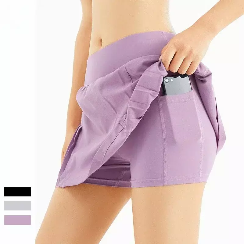 Falda corta de Yoga AL para mujer, pantalón de secado rápido, transpirable, antiexposición, Fitness, Verano