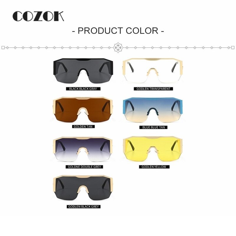 COZOK ของมาใหม่แฟชั่นขนาดใหญ่แว่นกันแดดทรงเหลี่ยมผู้ชายผู้หญิง Big กรอบแว่นตากันแดดกรอบแว่นตาขับรถ UV400 Beauty