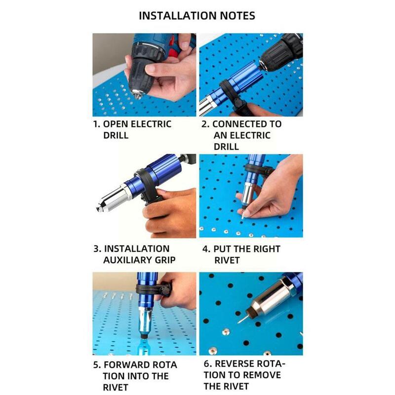 Elétrica Rivet Nut Gun, Ferramenta de perfuração, Riveting Nut, Insert Power Tool, Ferramenta Adapter, Pull Cordl, Y0U8, 2.4mm-4.8mm, Novo