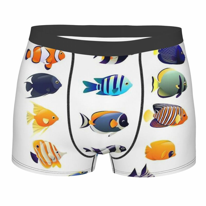 Various Colorful Tropical Fish Men's Boxer Briefs, Highly Breathable Underwear,High Quality 3D Print Shorts Birthday Gifts