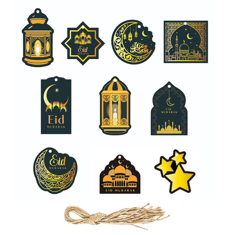สร้อยคอจิวเวลรี่ตกแต่งกระดาษแบบแขวนเทศกาลรอมฎอน1แพ็คสำหรับบ้านเทศกาลอิสลามมุสลิมงานฝีมืองานแต่งงาน Eid al-fitr suppl A9Y8