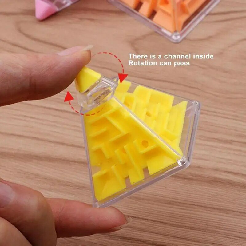 3D Mini Pyramid Maze Puzzle para crianças, tridimensional, Beading, quebra-cabeças, treinamento de memória, brinquedo educativo, presente