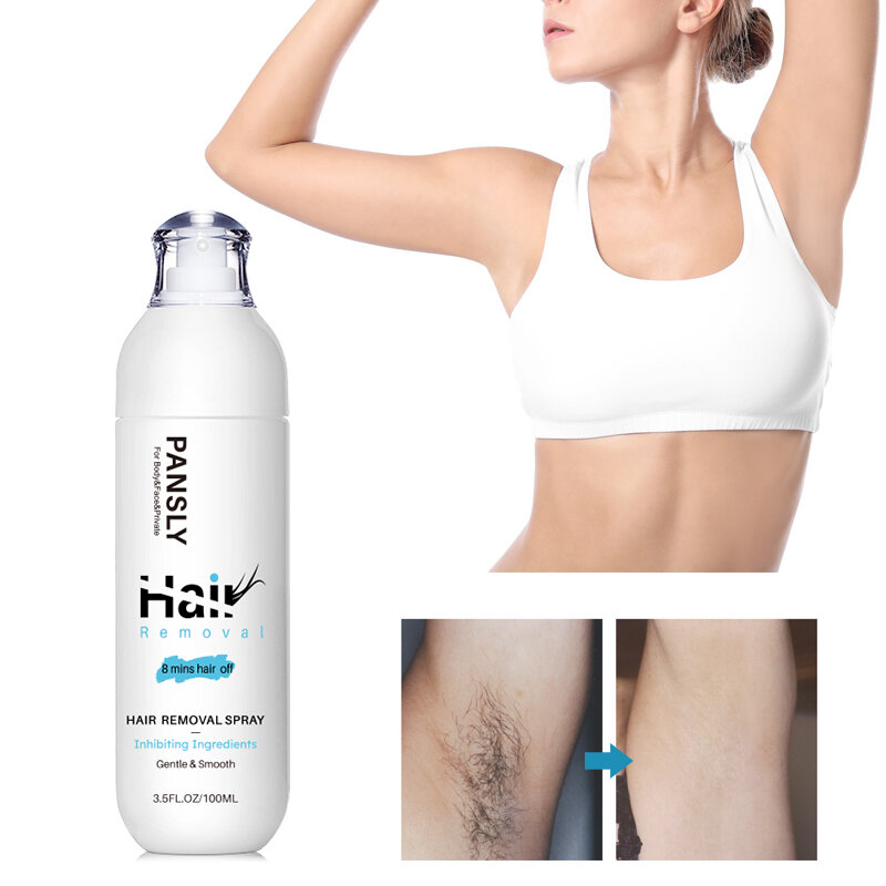 Spray para depilación de 100ML, inhibidor del crecimiento del cabello, reducción indolora del cabello, inhibe permanentemente el crecimiento del cabello, piel suave y sedosa