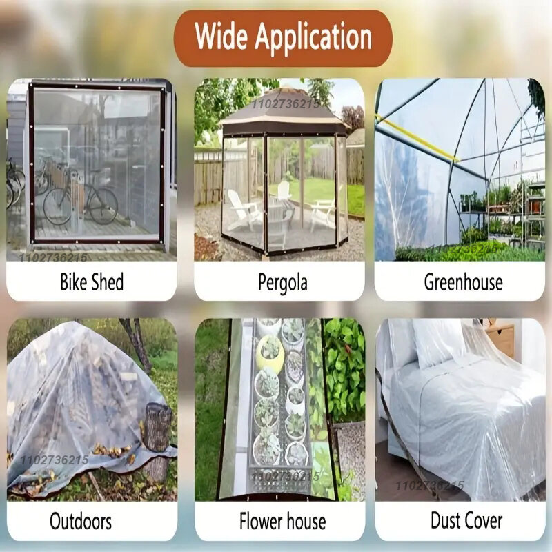 Lona impermeable transparente gruesa para jardín, cubierta de planta de polietileno transparente a prueba de lluvia, paño de cobertizo de aislamiento con ojales