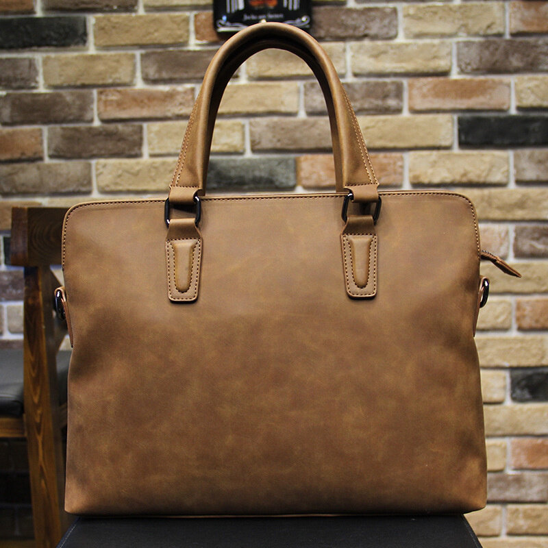 Luxury Soft Leather Men Briefcase For Men Business Laptop Bag Retro Male Hand Tote Bag Casual Shoulder Messenger bag