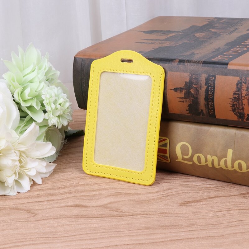 2024 New 10 Colors Window Business Work Card Holder Leather for Case Badge Vertical
