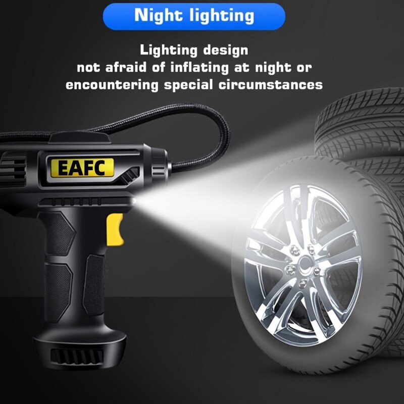 Bomba de ar portátil do carro com luz LED, Inflator Digital para motocicletas, bicicleta, barco, compressor, 12V