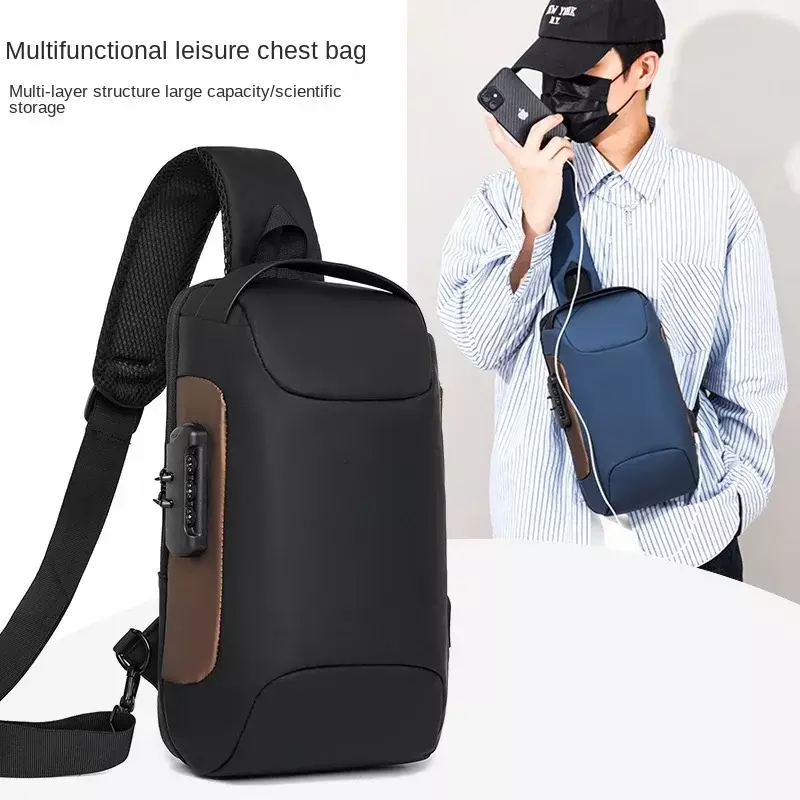 Męskie torby na ramię wodoodporny USB Crossbody krótki torba listonoszka na ramię podróżny torba na klatkę piersiowa dla mężczyzn Mochila Hombre